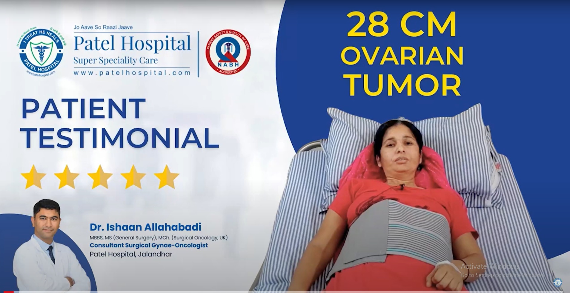 28 CM Large Ovarian Tumor Removal Patient Testimony (Punjabi)